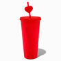 Red Studded Tumbler with Heart Straw,