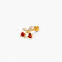 Gold Crystal Cherry Tragus Stud Earring - Red,