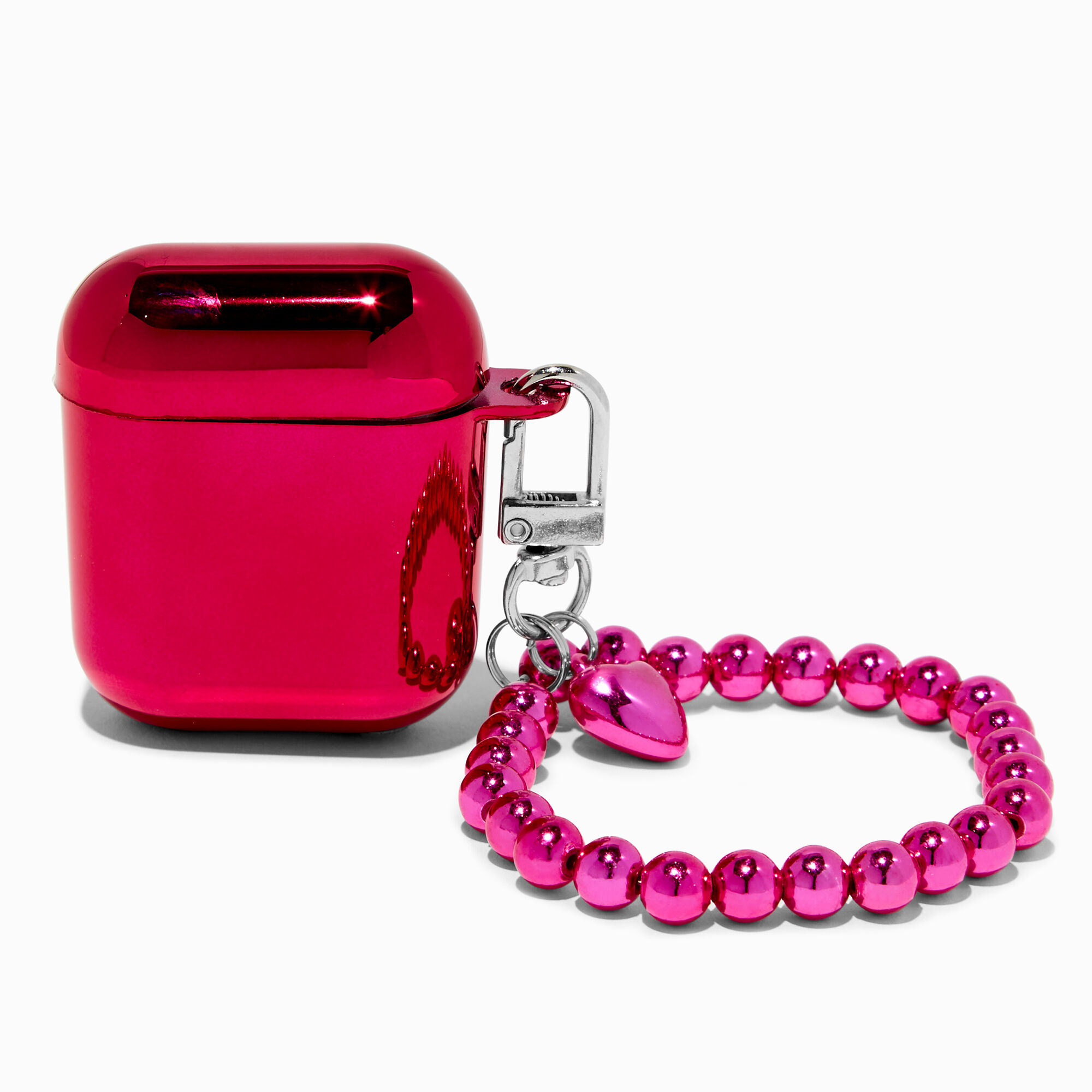 View Claires Electro Earbud Case Cover With Wristlet Compatible Apple Airpods Pink information