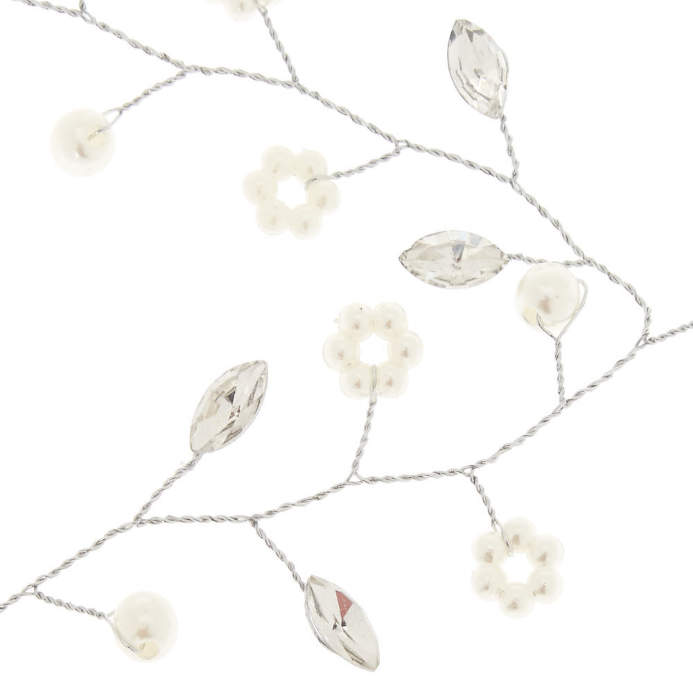 Long Silver Pearl Hair Vine,