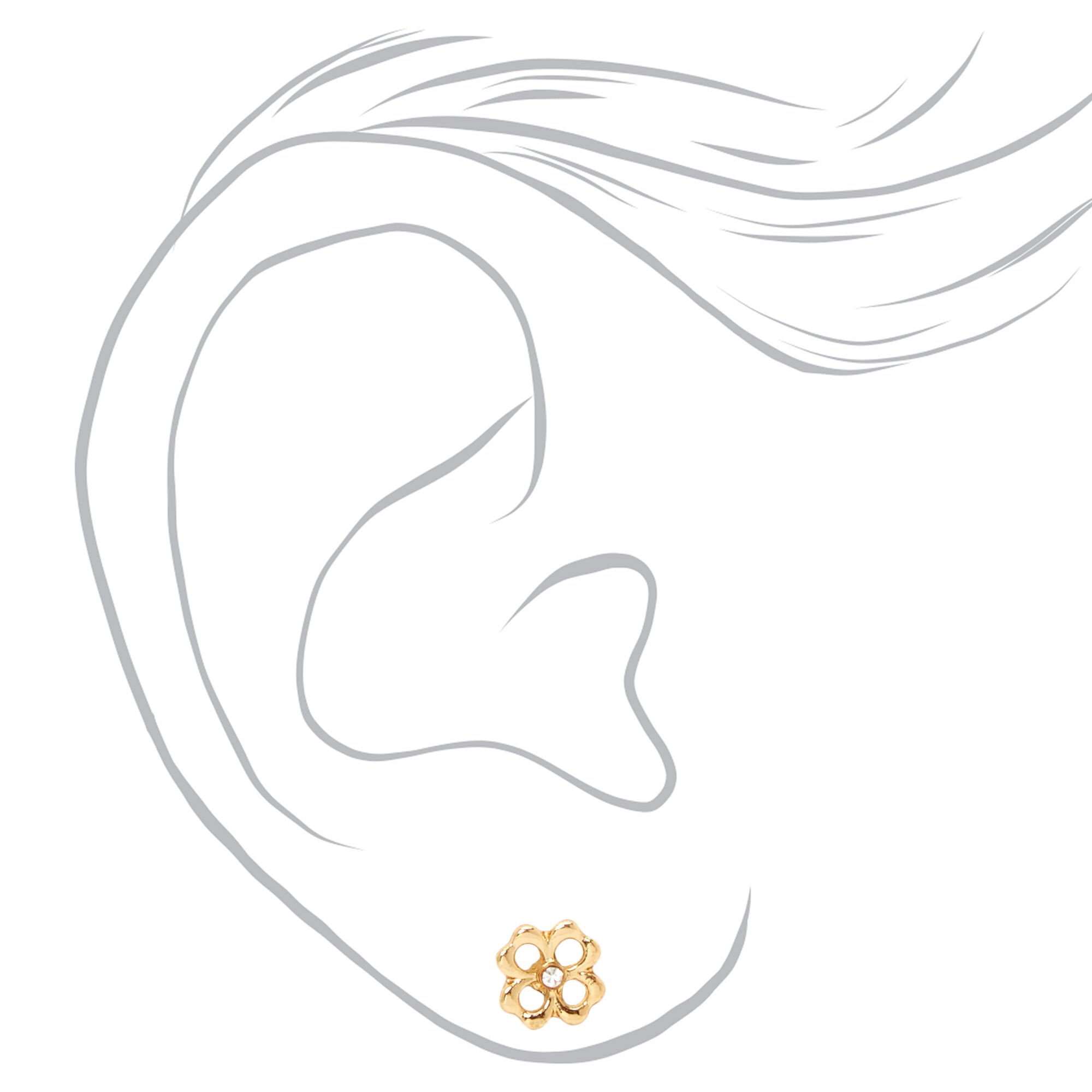 Gold Daisy Flower Stud Earrings,