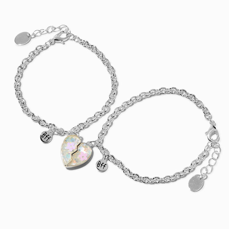 Best Friends UV Color-Changing Split Heart Chain Bracelets - 2 Pack,