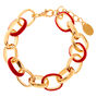 Gold Enamel Chain Link Bracelet - Red,