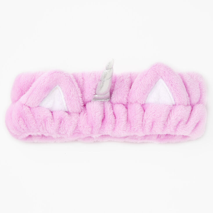 Plush Pink Unicorn Ear Makeup Headwrap,
