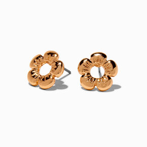 Gold-tone Puffy Flower Stud Earrings,