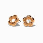 Gold-tone Puffy Flower Stud Earrings,