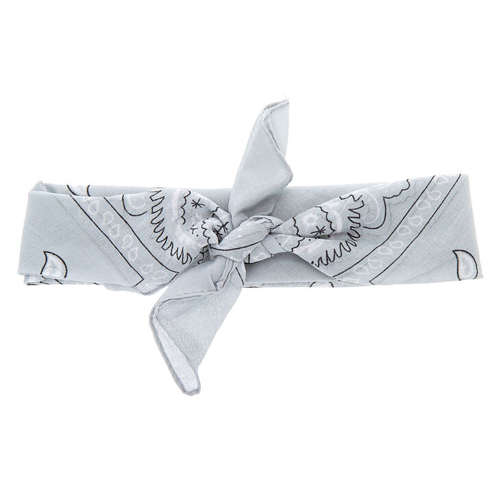 Bandeau bandana motif cachemire - Gris clair,