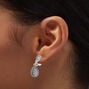 Silver-tone Tiny Glitter Teardrop Clip-on 1&quot; Drop Earrings,