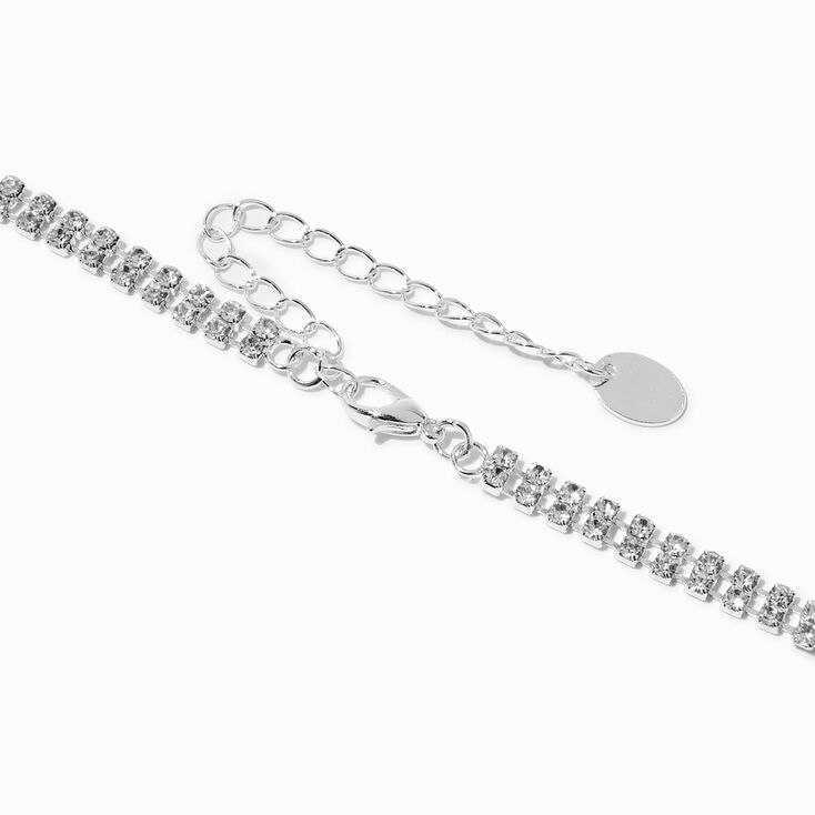 Silver-tone Stacked Square Rhinestones Statement Necklace,