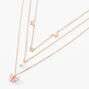 Pink Butterfly Multi-Strand Gold-tone Chain Necklace,