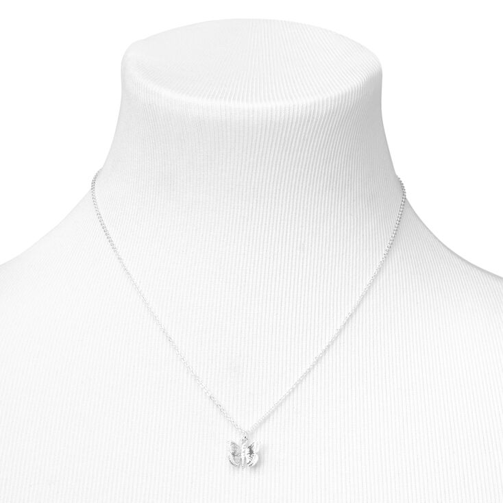 Silver-tone 3D Butterfly Pendant Necklace,