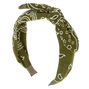 Bandana Knotted Bow Headband - Olive Green,