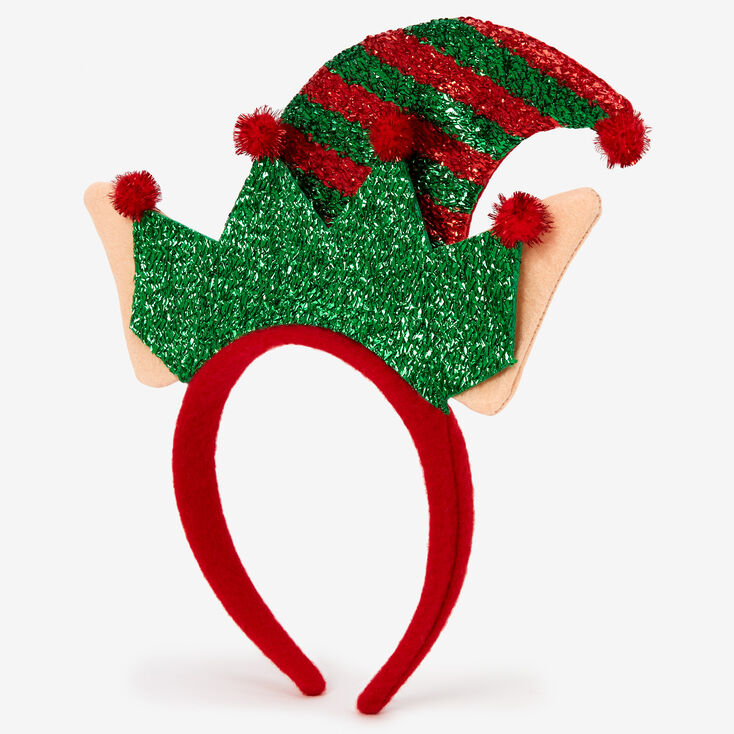Christmas Glitter Elf Headband - Red,