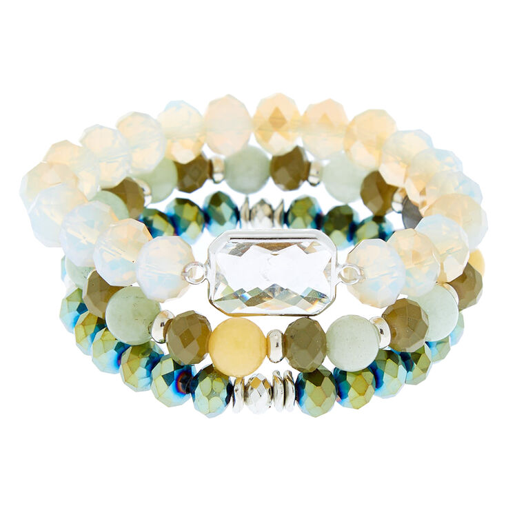 Claire's Lot de 3 bracelets élastiques perlés verts