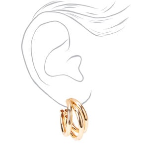 Gold-tone 30MM Triple Tube Hoop Earrings,