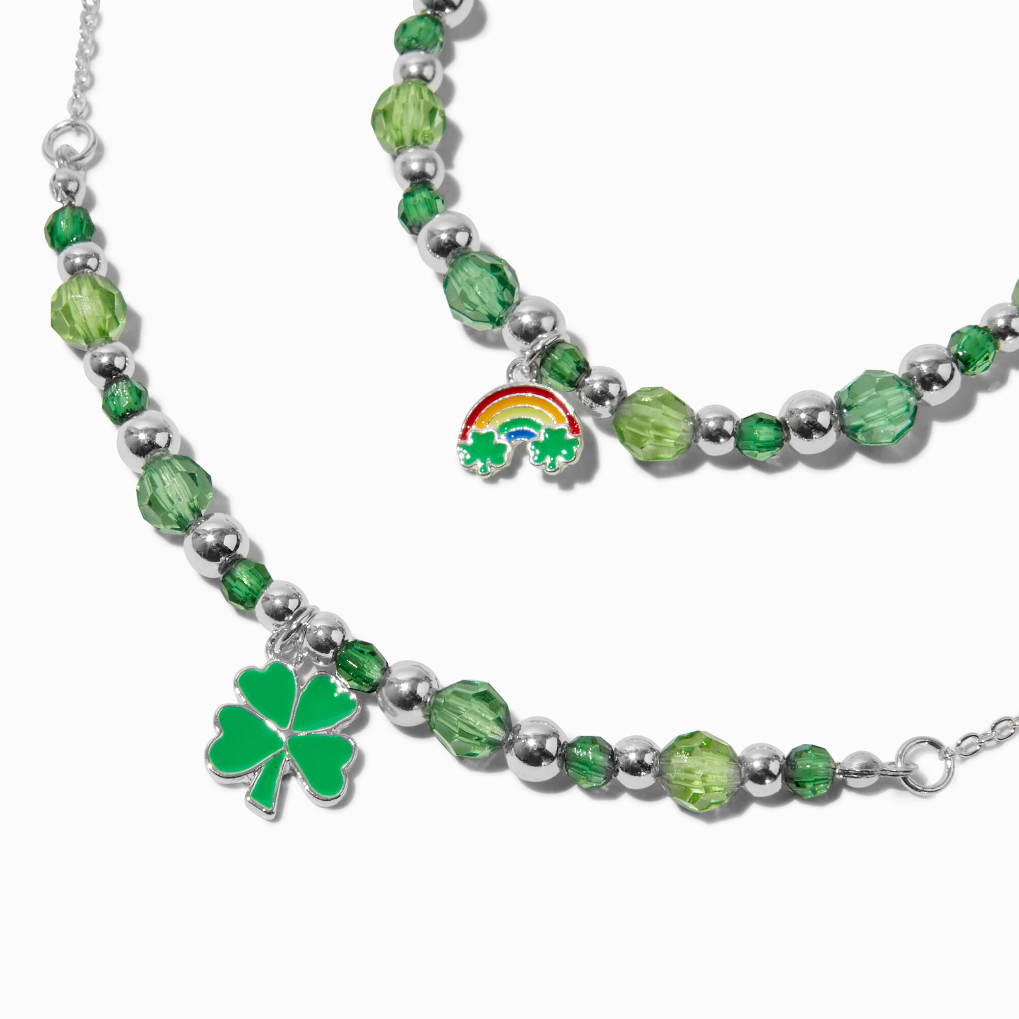 View Claires St Patricks Day Charms Necklace Bracelet Set 2 Pack Silver information