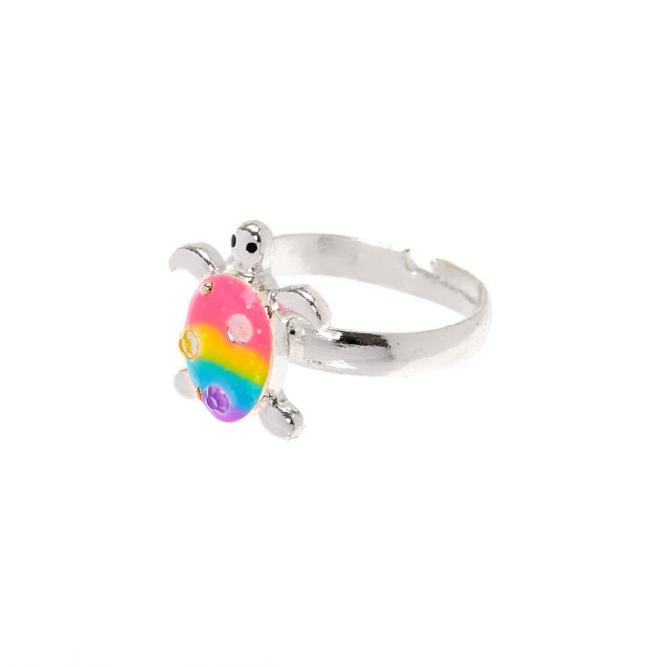 Silver Rainbow Turtle Ring,