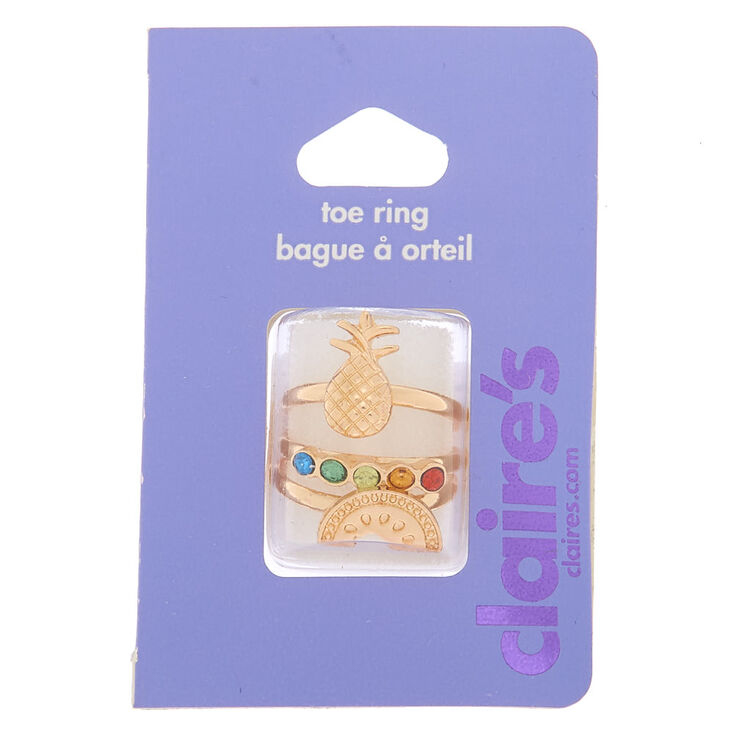 Gold Rainbow Fruit Toe Rings - 3 Pack,