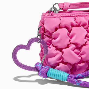 Pink Puffy Nylon Wristlet Coin Purse,