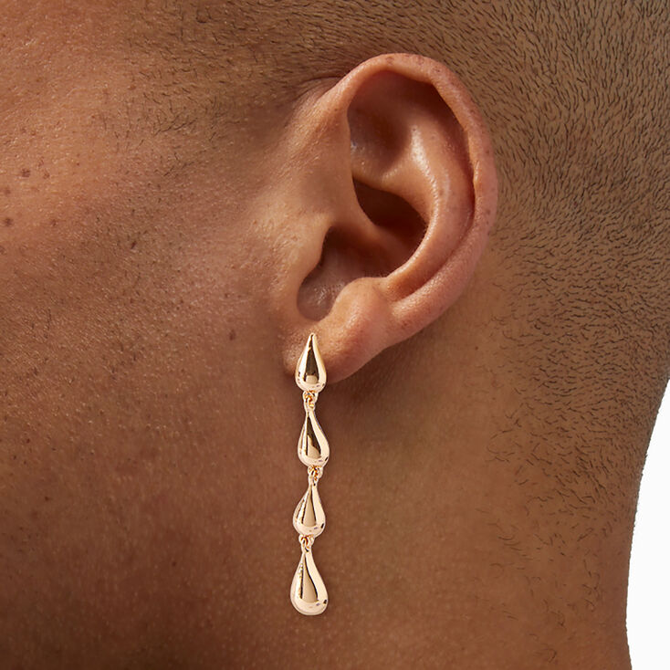 Gold-tone Raindrop Linear Drop Earrings,