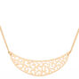 Gold Filigree Half Moon Pendant Necklace,
