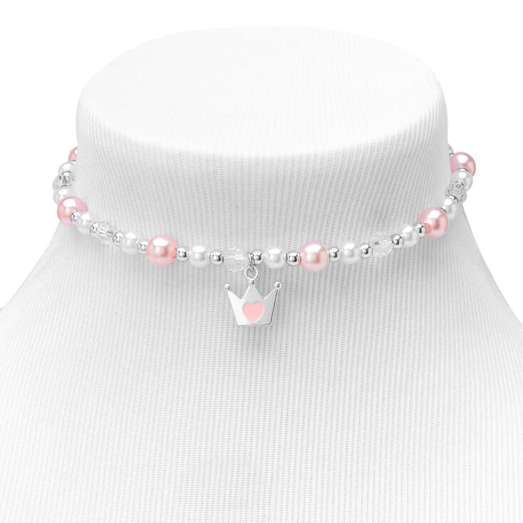 Claire&#39;s Club Pink and Pearl Beaded Crown Jewelry Set - 2 Pack,