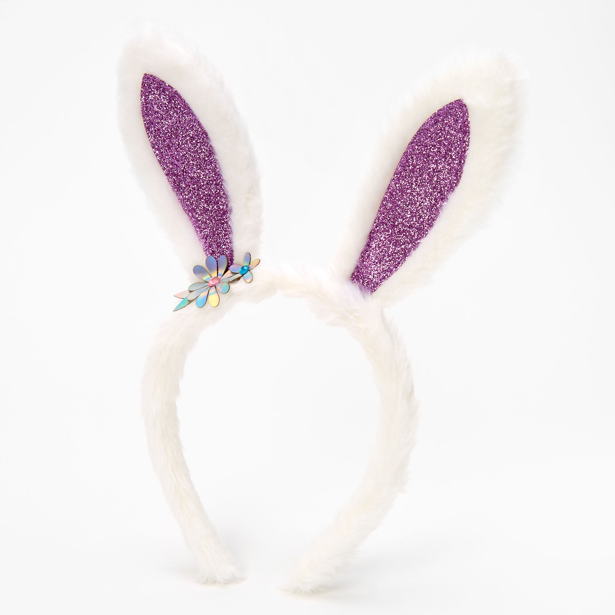 View Claires Club Glitter Bunny Ears Headband Purple information