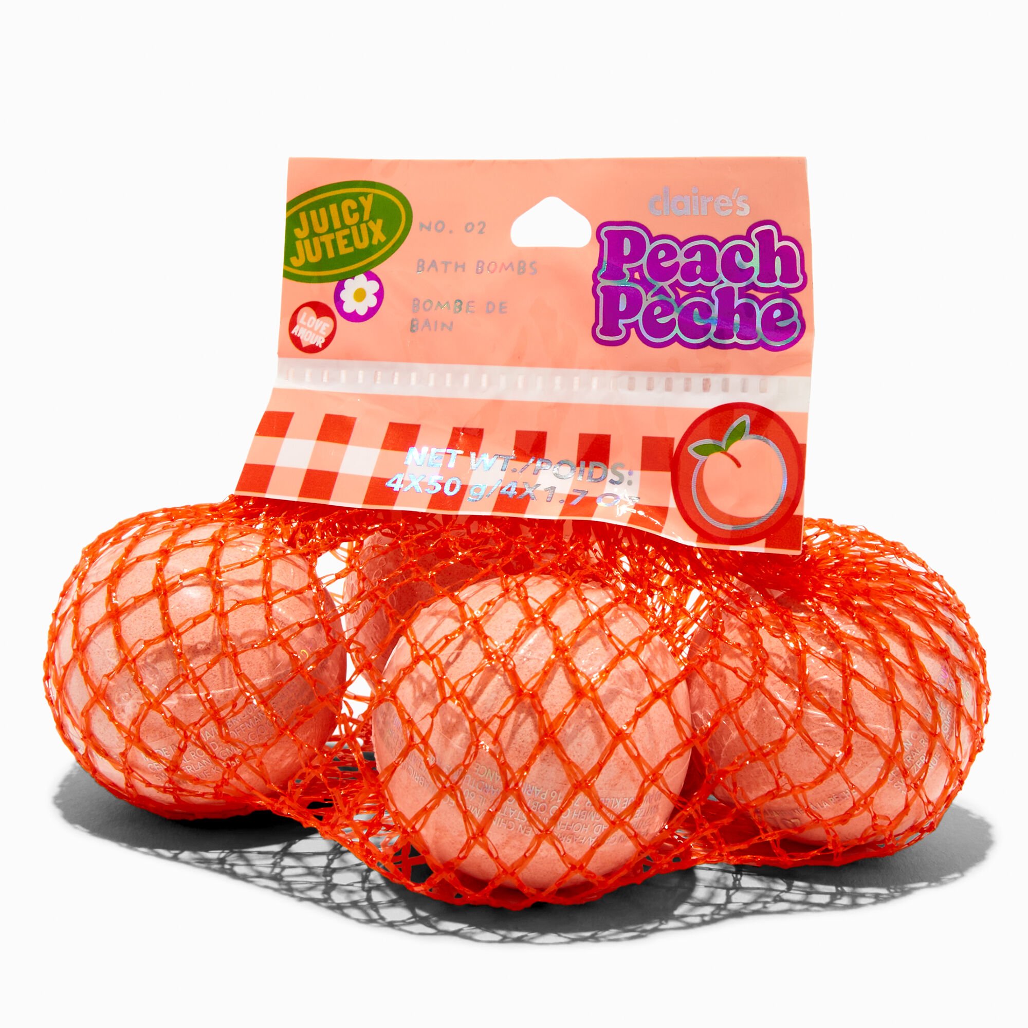 Peach Fruit Bag Bath Bombs - 4 Pack,
