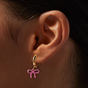 Pink Bow Hoop Earrings,