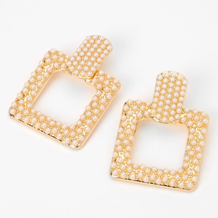 Claire's Pendantes heurtoir de porte ornées de perles d'imitation 4 cm couleur dorée