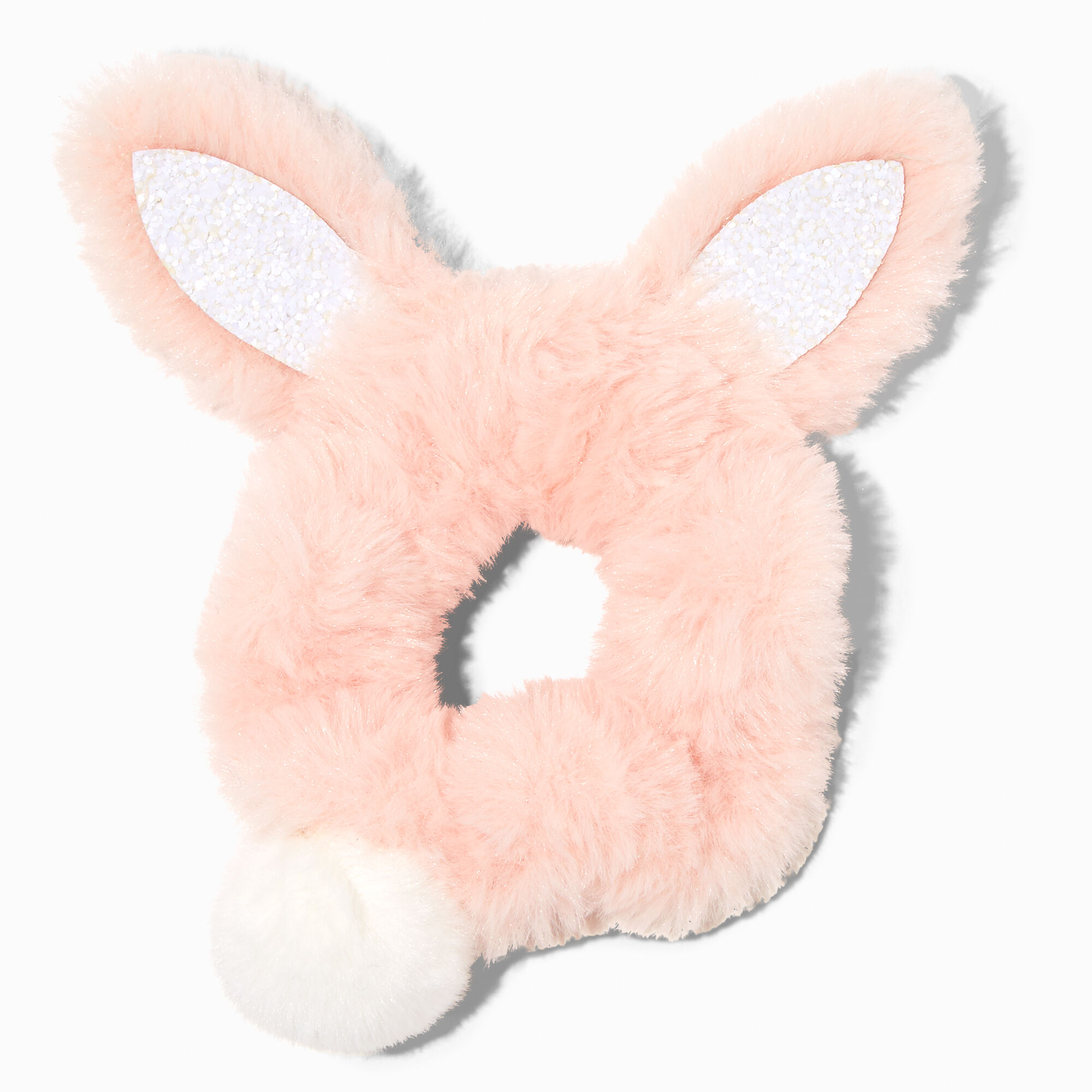Pink Furry Bunny Ears Large Hair Scrunchie,