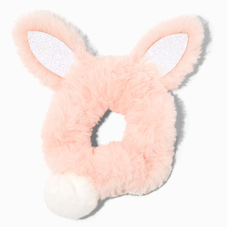 Pink Furry Bunny Ears Large Hair Scrunchie,