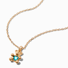 Gold December Birthstone Teddy Bear Pendant Necklace,