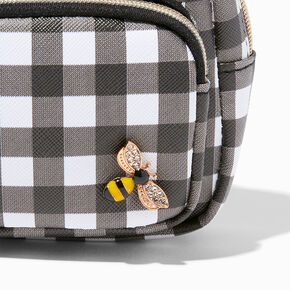 Bumblebee Black Gingham Mini Backpack Keychain,