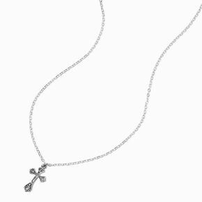 Silver-tone Cross Pendant Necklace,