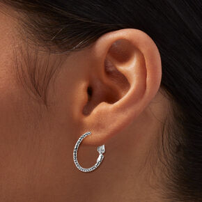 Silver-tone Laser Cut 20MM Hoop Earrings,