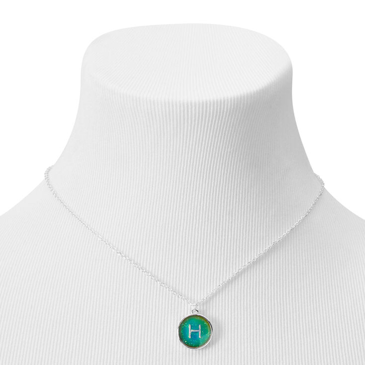 Silver Initial Mood Pendant Necklace - H,