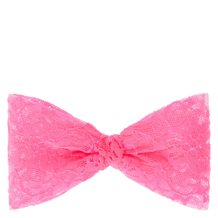 Large Lace Hair Bow Clip Neon Pink Claire S