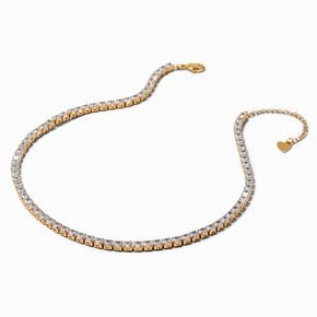 C LUXE by Claire&#39;s 18k Yellow Gold Plated Cubic Zirconia Cup Chain Necklace,