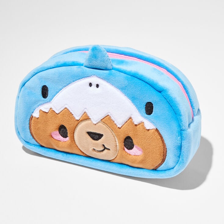 Shark Costume Bear Plush Makeup Bag,