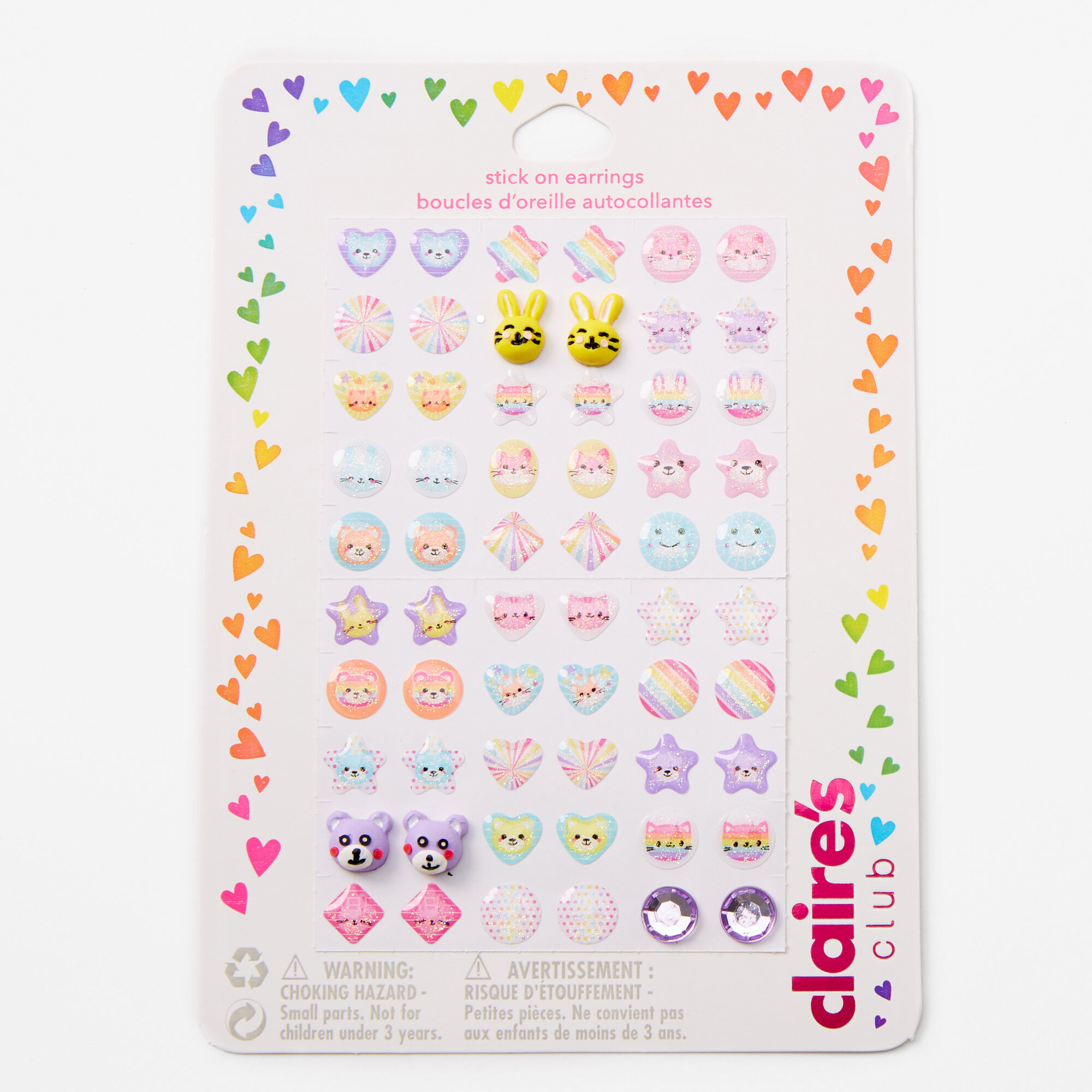 Boucles d'oreilles autocollantes petits animaux Claire's Club