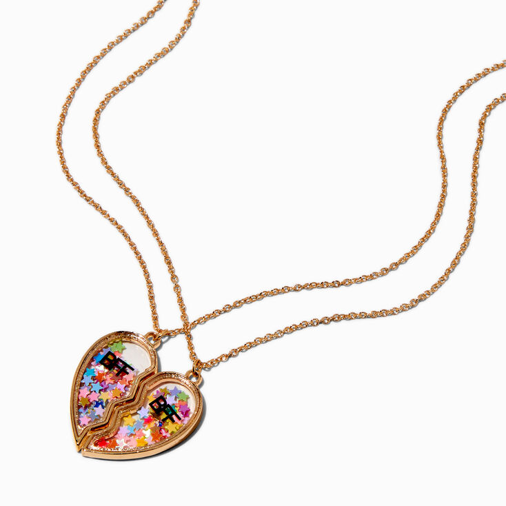 Best Friends Split Heart Shaker Pendant Necklaces - 2 Pack,