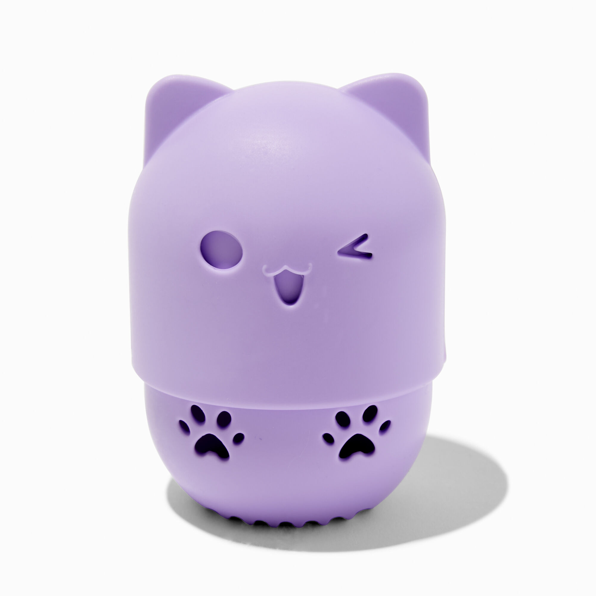 Étui pour éponge à maquillage chat violet,
