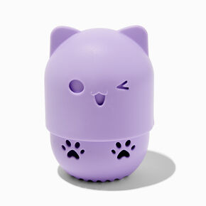 &Eacute;tui pour &eacute;ponge &agrave; maquillage chat violet,