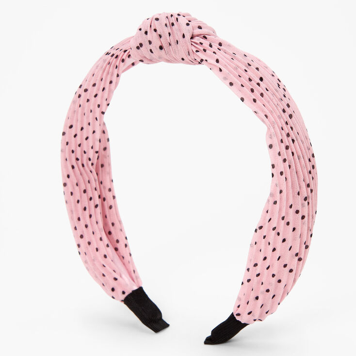 Claire&#39;s Club Polka Dot Pleated Knotted Headband - Pink,