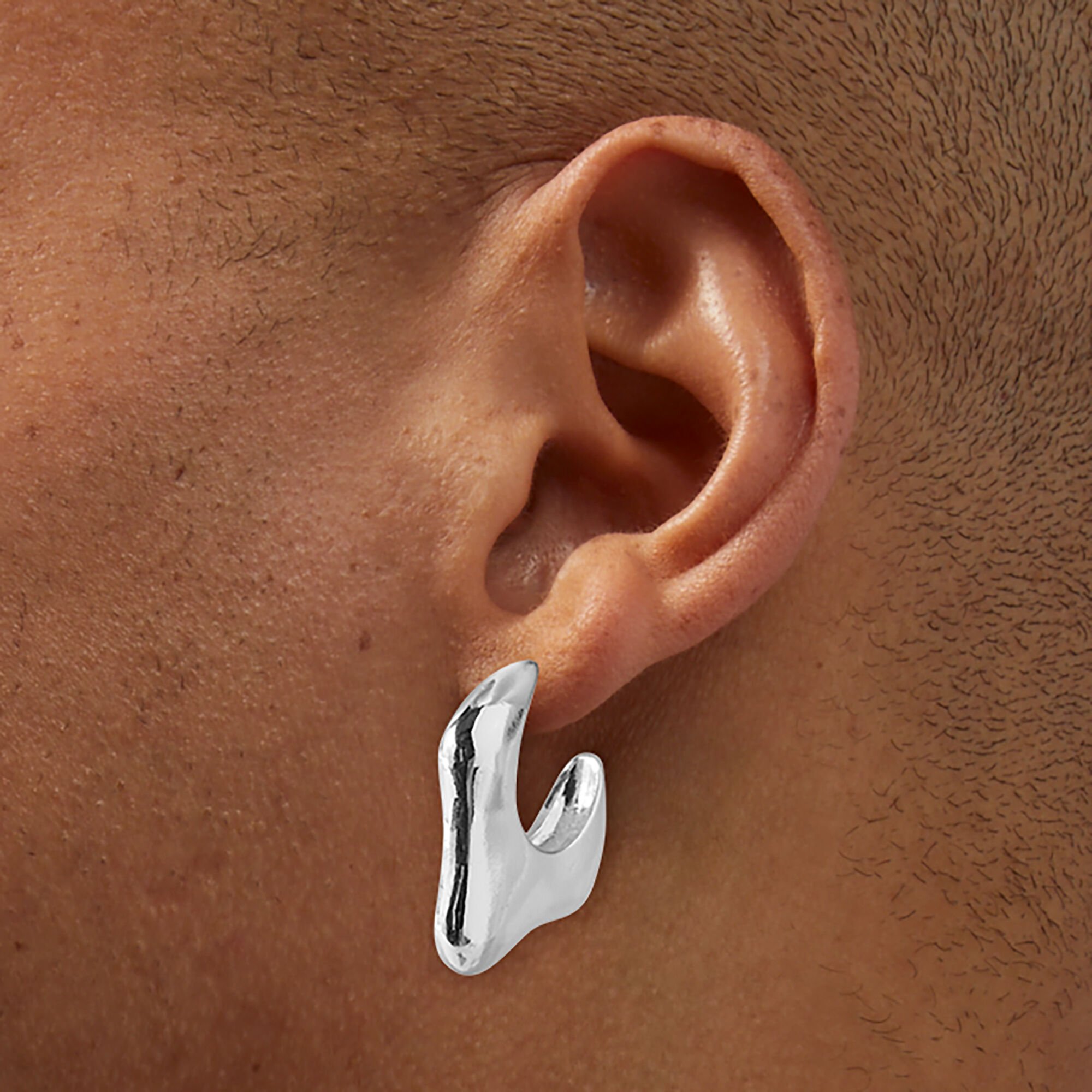 Silver-tone Wide Melty Hoop Earrings,