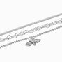 Silver Heart Charm Bracelet Set - 4 Pack,