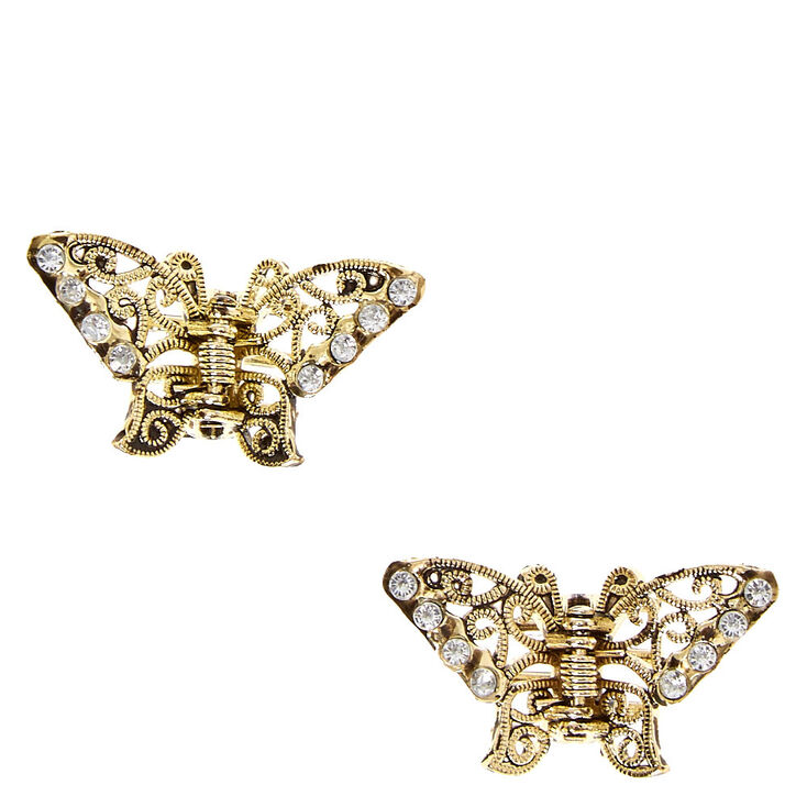 Rustic Gold Butterfly Hair Clips - 2 Pack,