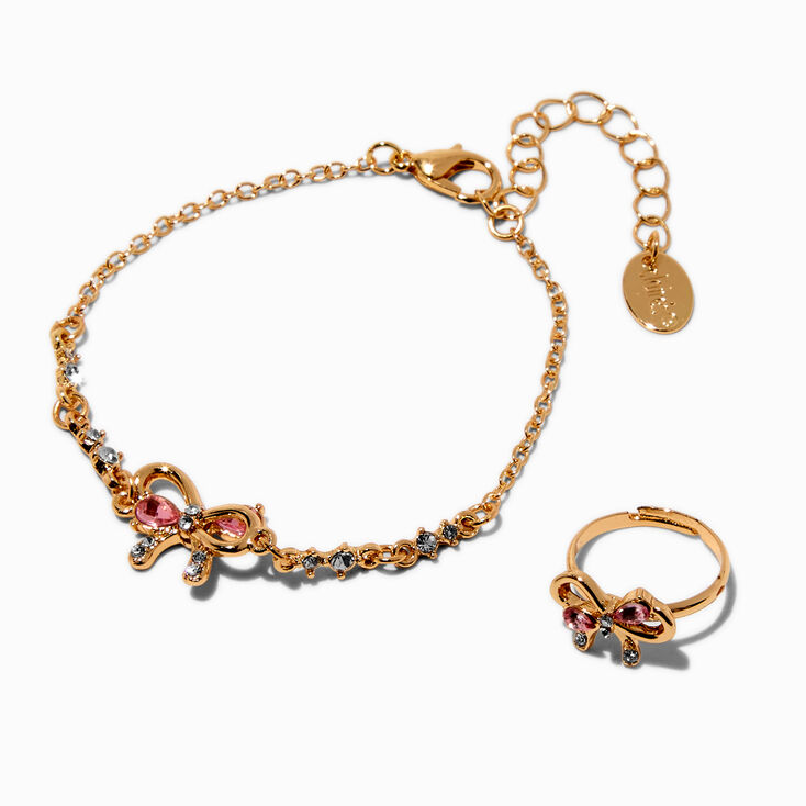 Claire&#39;s Club Special Occasion Bow Gold-tone Jewelry Set - 3 Pack,