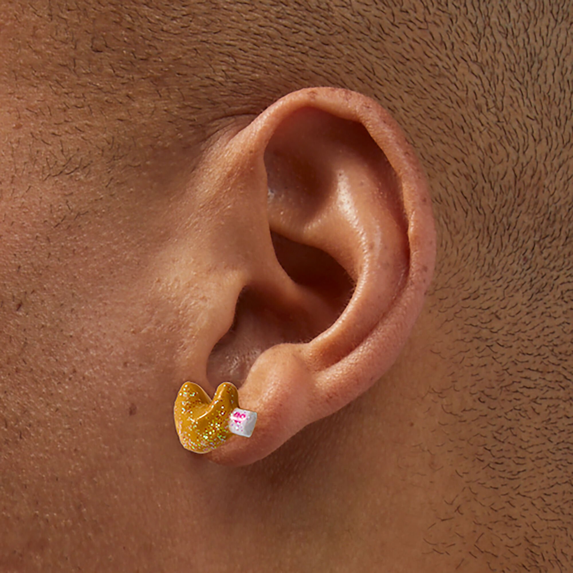 Glitter Fortune Cookie Stud Earrings,